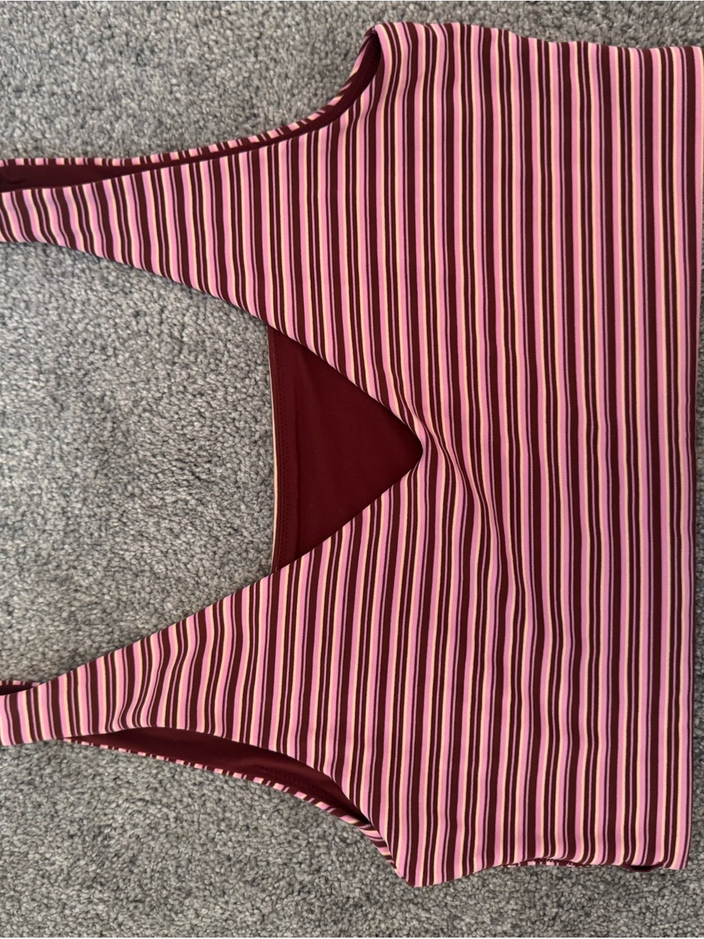 lululemon athletica Pink and Burgundy Striped bra/top.